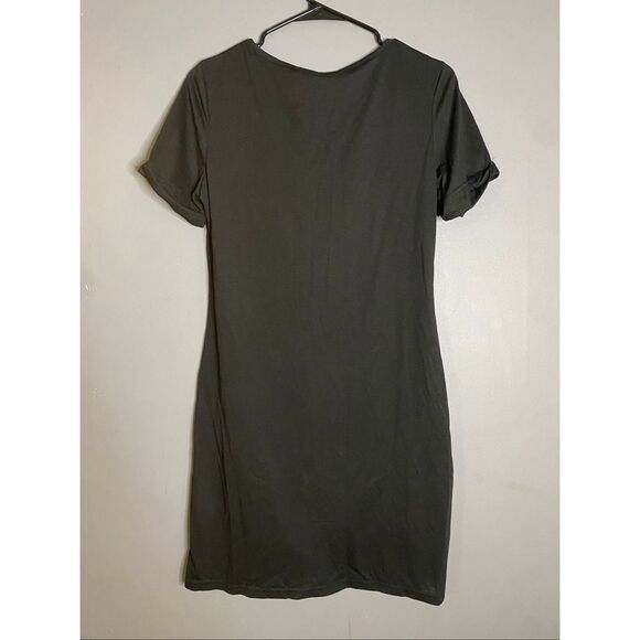 Emery Rose Black Short Sleeve Twisted Knot Side Ruching Dress M NWT - Picture 6 of 6